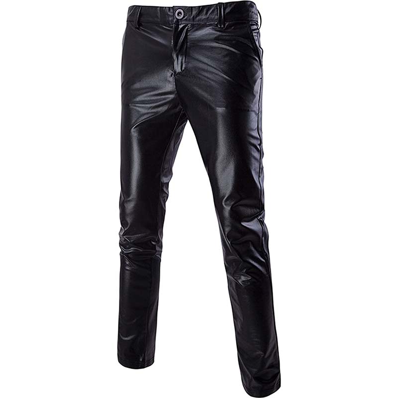 Black shiny glitter suit pants latex trousers