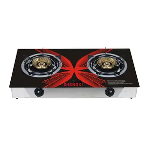 Xem hình ảnh lớn hơn thêm để so sánh chia sẻ thép Bìa bảng nồi Tempered Glass 2 Burner bếp gas chất lượng cao Nhà Bếp applia