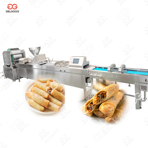 Rollo de huevo completamente automático, rollo de primavera filipino, relleno de carne, máquina de llenado y fabricación de rollos de Primavera chinos