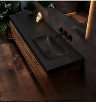 Meuble de salle de bain rétro Wai Ji Feng avec vasque monobloc en roche courbée à chaud, combinaison meuble-lavabo et toilettes, personnalisation