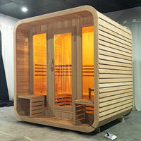 Sauna Exterior para 6 Personas, Profesional, con Calefacción Infrarroja de Espectro Completo, Altavoces de Audio, para Uso Comercial, Resorts, Villas y Cuidado de la Salud