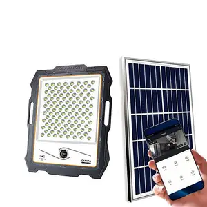 Holofote LED para jardim, sistema de refletor externo, holofote de 400 W, sistema de luz solar externa com câmera CCTV