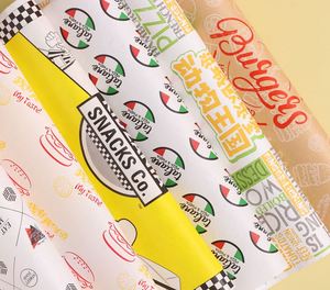 Papier d'emballage alimentaire personnalisé imprimé recto simple, enduit de cire de qualité alimentaire, résistant à la graisse, pour sandwichs, hamburgers et pains - Product Image 5