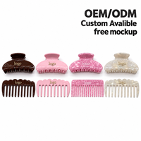 Nouveauté : Lot d'accessoires capillaires personnalisés avec logo, pinces à cheveux en acétate de cellulose et peigne à dents larges pour femmes et filles