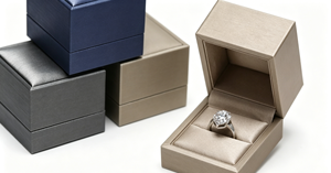 XINYUAN BGE-01 High-End Square Flip <b>Ring</b> <b>Box</b> Magnetic Closure Wrapped Fine Grain PU Leather Rigid Cardboard Lined Satin Cushion - Product Image 2