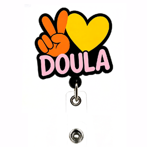 Porte-badge rétractable en acrylique Peace Love DOULA, design cœur coloré, <span class=keywords><strong>pour</strong></span> carte d'identité, <span class=keywords><strong>cadeau</strong></span> <span class=keywords><strong>pour</strong></span> travailleur(se) ou <span class=keywords><strong>sage</strong></span>-<span class=keywords><strong>femme</strong></span> - Product Image 5