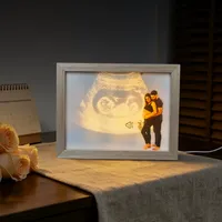 Cadre photo lumineux 4D moderne, fait main, écologique et durable, avec motif floral, pour échographie de grossesse et souvenir de nouveau-né
