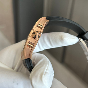 Reloj Mecánico Automático de Lujo Estilo RM, Ultrafino, Esqueleto, en Oro Rosa, para Hombre, con Correa de Goma en Forma de Barril, Resistente al Agua, Deportivo - Product Image 3