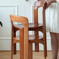 Chaise de salle à manger en bois massif de style nordique Rey, décoration vintage pour la maison, pour le salon et le bureau, favori des influenceurs