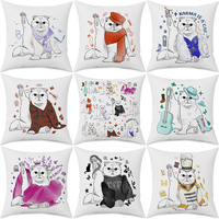 Oreillers et taies d'oreiller mignons pour les amoureux des chats, inspirés des passionnés de musique, 18 * 18 pouces, adaptés à la décoration du canapé de la maison ou du bureau