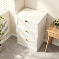 Commode à 3 tiroirs blanche personnalisée en usine avec boutons ronds colorés, meuble de rangement pour chambre à coucher, commode de chevet