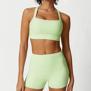 Completo Yoga <span class=keywords><strong>3D</strong></span> a Coste: Reggiseno Sportivo ad Alto Supporto e Pantaloncini da Allenamento per Donna, Outfit da Palestra Testurizzato e Confortevole per Pilates e Allenamento HIIT - Product Image 2