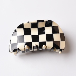 Xixing haute qualité arrière de la plaque de tête creux Rectangle acétate pince à cheveux Mini motif à carreaux métal acétate pince à cheveux - Product Image 6