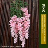 Bunga Wisteria Palsu Cabang Panjang Besar Teknik Flocking Sutra Dekorasi Gantung Dalam/Luar Ruangan