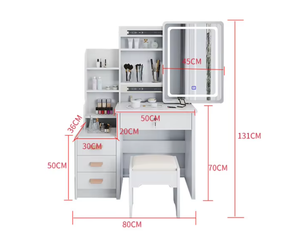 Table de toilette fonctionnelle avec armoire de rangement intégrée, design moderne pour chambre et salle de bain, en bois durable - Product Image 2