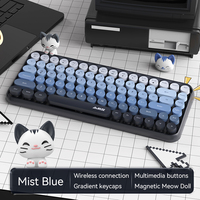 Clavier sans fil Ajazz 308i 84 touches, style machine à écrire rétro, touches rondes, clavier 75%, clavier sans fil mignon pour le bureau, clavier à membrane