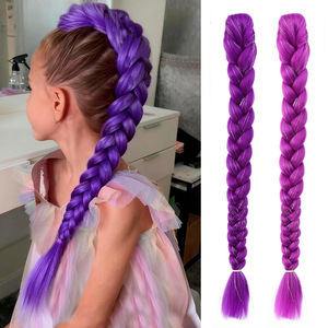 Perruque queue de cheval tressée violette à clipser, cheveux synthétiques 66 cm, sans colle, pour cosplay femme - Product Image 2