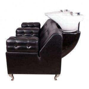 Cuencos y sillas triples para champú, cama negra para champú, lavabo de cerámica, muebles de belleza para salón de belleza - Product Image 3