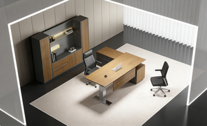 Mesa <span class=keywords><strong>de</strong></span> <span class=keywords><strong>Oficina</strong></span> Ejecutiva Moderna con Diseño Ecológico, Almacenamiento y Construcción Duradera para <span class=keywords><strong>Trabajo</strong></span> Híbrido y Reuniones Virtuales - Product Image 5