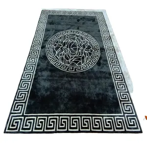 שחור צבע פופולרי עיצוב כותנה ויסקוזה יוקרה אזור שטיחים צמר שטיח