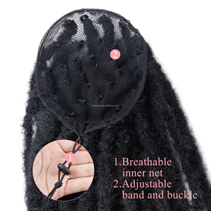 Clip con coulisse in capelli a coda di cavallo Crochet Boom Locs extension parrucchino per le donne con corpo sintetico e ricciolo di capelli umani - Product Image 3