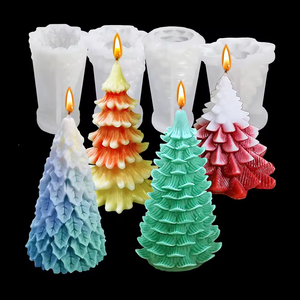 Molde de Silicona para Velas Aromáticas DIY, Molde de Silicona 3D de Árbol de Navidad para Hacer Velas - Product Image 1
