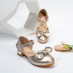 Scarpe da Principessa con Fiocco Dorato per Bambine <span class=keywords><strong>mj</strong></span>, Comode con Cinturino a Fibbia, per Spettacoli e Sfilate - Product Image 2