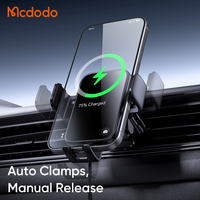 Chargeur de voiture sans fil Mcdodo 543 à double bobine avec fixation automatique, charge rapide 15W, prise automatique 3 voies compatible avec les téléphones pliables