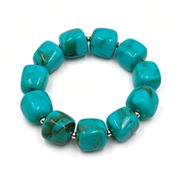 Bracelet de perles pour femmes, perles acryliques aux couleurs vibrantes, bracelet extensible élastique, bracelets épais, bijoux bohèmes pour l'été, la plage et les vacances