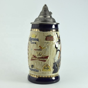 Mug à <span class=keywords><strong>bière</strong></span> en céramique personnalisé avec couvercle en métal, poignée, capacité <span class=keywords><strong>de</strong></span> 1 L, isolation thermique 0-6 heures, écologique, style moderne - Product Image 6