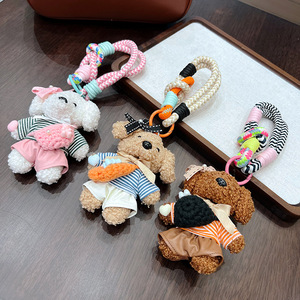 Llavero de Peluche de Oso de Peluche con Collar de Algodón Arcoíris, Juguete de Animal de Peluche Personalizado Creativo y Divertido para Colgar en la Bolsa - Product Image 4