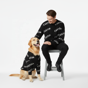Ropa de lujo para mascotas de fabricación personalizada y suéter de Jacquard a juego humano, jersey de moda de algodón, ropa para perros y gatos, prendas de punto - Product Image 3