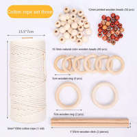 Kit d'artisanat fait main en gros pour usine, cordon tissé en coton, perles imprimées, anneaux, bâtonnets, fournitures de macramé et ensemble complet de macramé