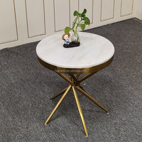 Bon prix table d'appoint pour salon, hôtel, maison, base en acier inoxydable plaqué or avec plateau en marbre, petite table d'appoint, mobilier d'intérieur