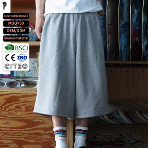 Custom Knee Length Sweat Shorts Fleece Cotton 3/4 Long Baggy Sweat Shorts - Product Image 1