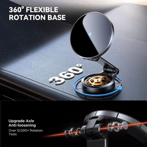 Caricatore Wireless per Auto a Rotazione Bilaterale da 15W con Supporto per Cruscotto per <span class=keywords><strong>iPhone</strong></span> 17/16/15/14/<span class=keywords><strong>13</strong></span> <span class=keywords><strong>Pro</strong></span> <span class=keywords><strong>Max</strong></span> Plus (Argento Metallico) - Product Image 2