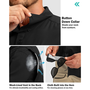 Veste de randonnée et de <span class=keywords><strong>pêche</strong></span> grande taille, coupe-vent, imperméable, respirante, séchage rapide, col boutonné personnalisé, doublure en maille, protection UPF50 - Product Image 2