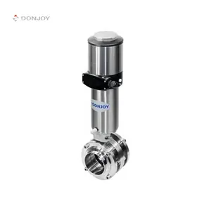 Donjoy sanitary SS304/316L pneumatic actuator din mix-proof butterfly valve butt weld