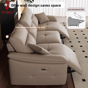 Sofá Reclinable Eléctrico <span class=keywords><strong>de</strong></span> Lujo con Tapicería <span class=keywords><strong>de</strong></span> Cuero Genuino, Cómodo para Espacios <span class=keywords><strong>de</strong></span> Entretenimiento en el Hogar - Product Image 3