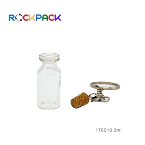 ガラス製ガラス製バイアルボトル木製ストッパー付きキーチェーンコルク栓ミニ2mlサンプル - Product Image 4