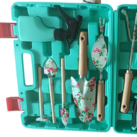 Ensemble d'outils de jardinage multifonctionnels verts : pelle, râteau, cisailles, arrosoir et autres outils à main polyvalents