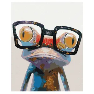 Pintura Artística de moda para niños, cuadro digital de animales de la vida muerta, gafas de pintura al óleo de rana, pintura por números para decorar