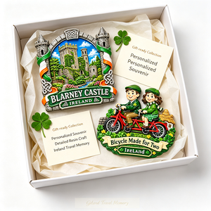 Aimant de réfrigérateur en résine imprimée UV 3D, personnalisé, avec le château de Blarney, le vélo et les deux trèfles, souvenir d'Irlande, cadeau OEM - Product Image 4