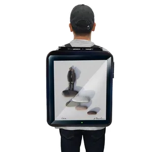 32 Inch Human Walking Billboard Portable Digital Signage Backpack LCD Screen Advertising Display for Advertising Playing