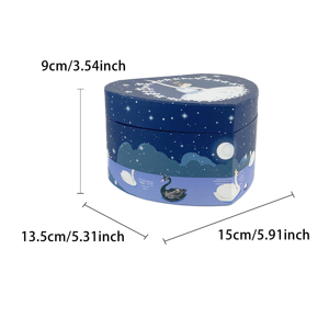 Caja Musical de Papel con Forma de Corazón y Manivela, Color Azul Marino con Diseño de Noche Estrellada, para Guardar Joyas, Regalo de San Valentín para Chicas - Product Image 2