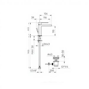 Miscelatore per Lavello Serie Quadra Monocomando in Ottone con Finitura Cromata Quadrata Piletta-Palazzani - Product Image 1