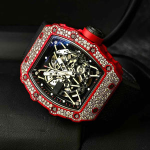 Reloj de Lujo para Hombre RM 35-02 – Caja de Fibra de Carbono Roja, Esfera Esqueleto con Diamantes de Imitación, Reloj Mecánico de Buceo Estilo Hip-Hop - Product Image 4