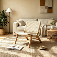 Fauteuil de salon en bois massif tressé Tenghang, canapé simple en rotin avec dossier pour salon, chambre, balcon, mobilier de maison