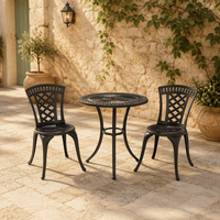 Ensemble de table et chaises de jardin en aluminium moulé Joye Leisure, ensemble de bistrot pour patio, mobilier de balcon extérieur