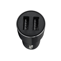 Pengisi daya mobil bahan logam dua port USB kualitas terbaik 5V 3,1 A untuk ponsel Logo kustom pengisian daya mobil cepat 15W